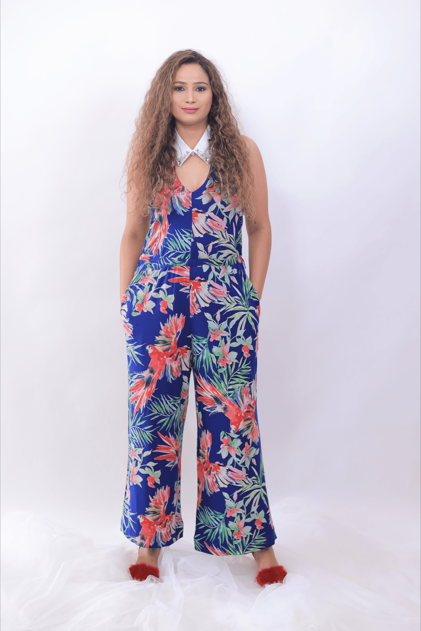 Blue Designer Jump Suit solitaire collar( Set of 2)