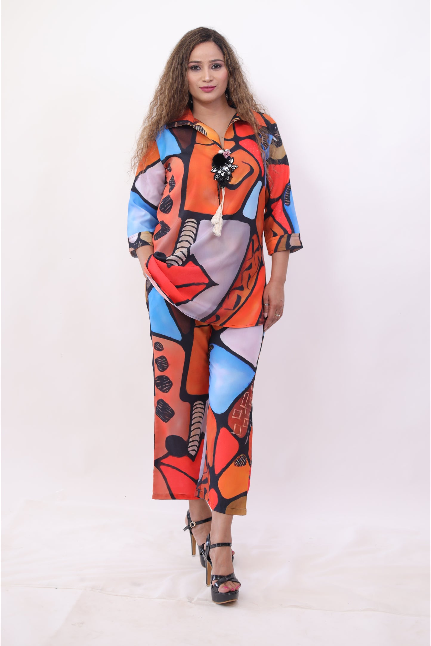 Black digital printed fusion designer (set of 2) co-ord set