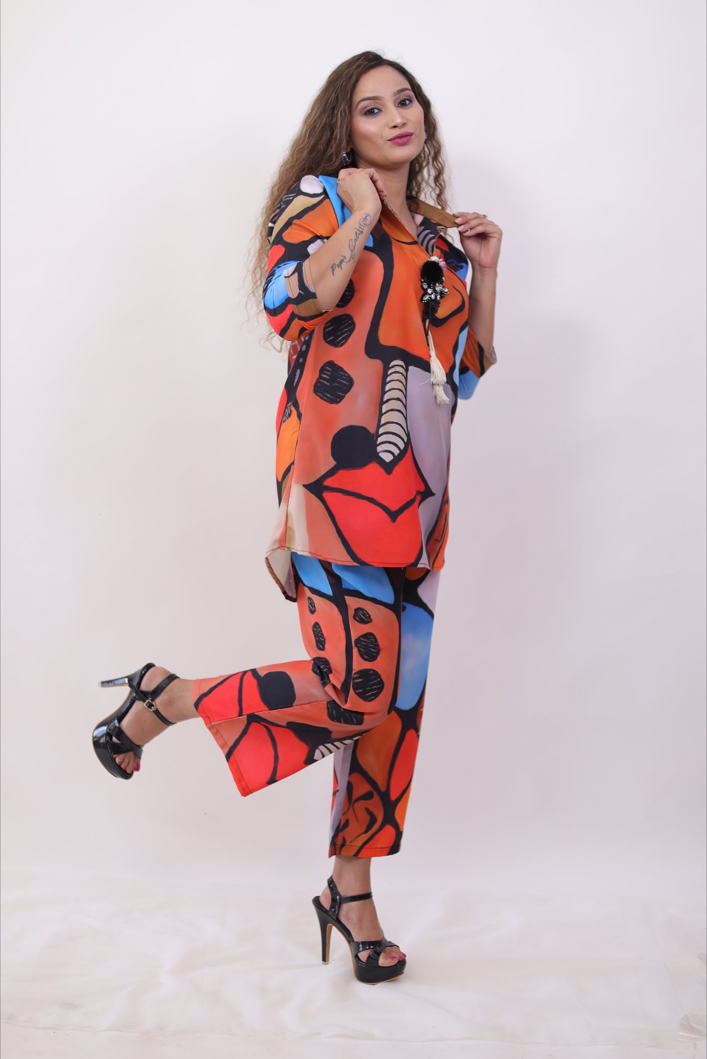 Black digital printed fusion designer (set of 2) co-ord set