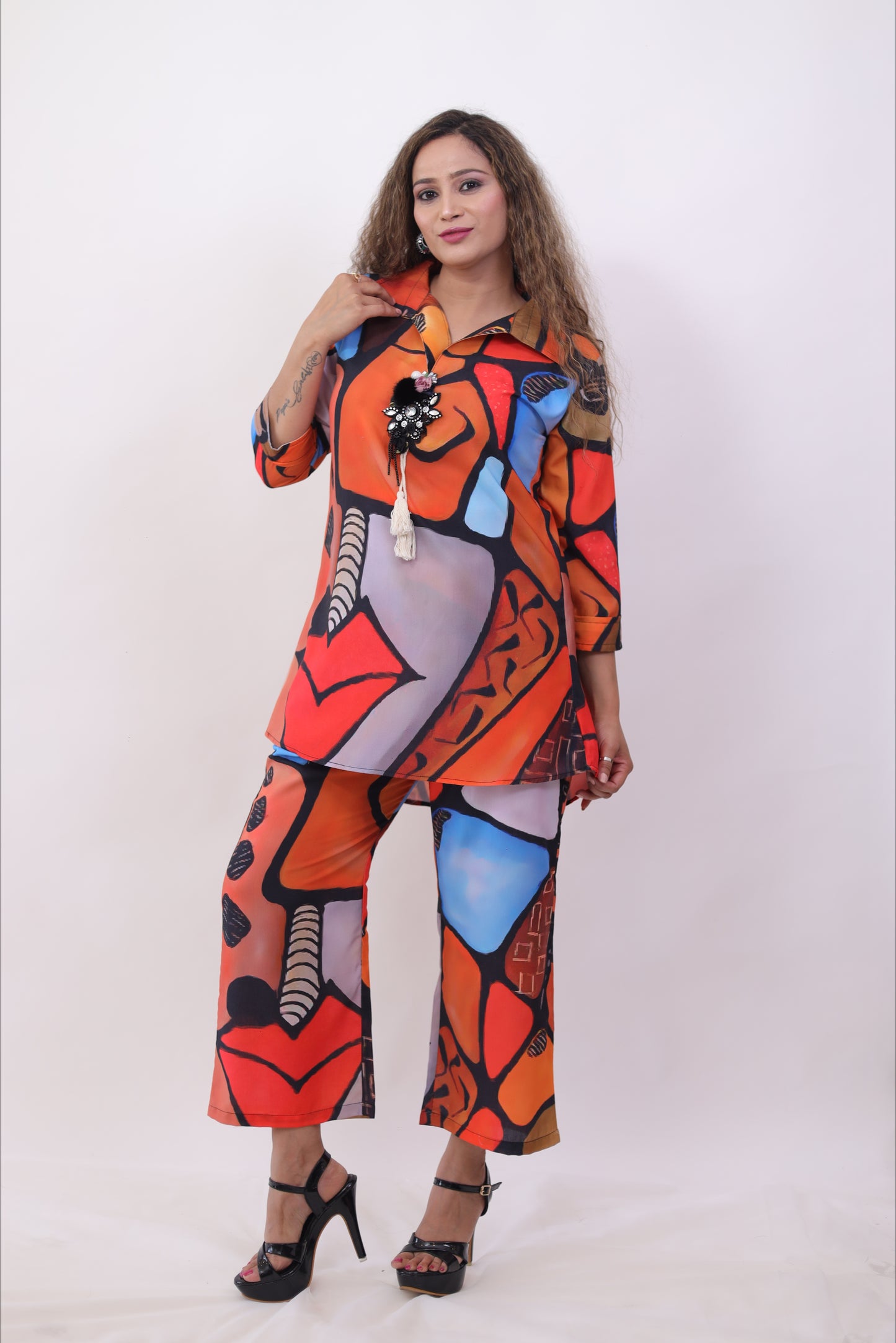 Black digital printed fusion designer (set of 2) co-ord set