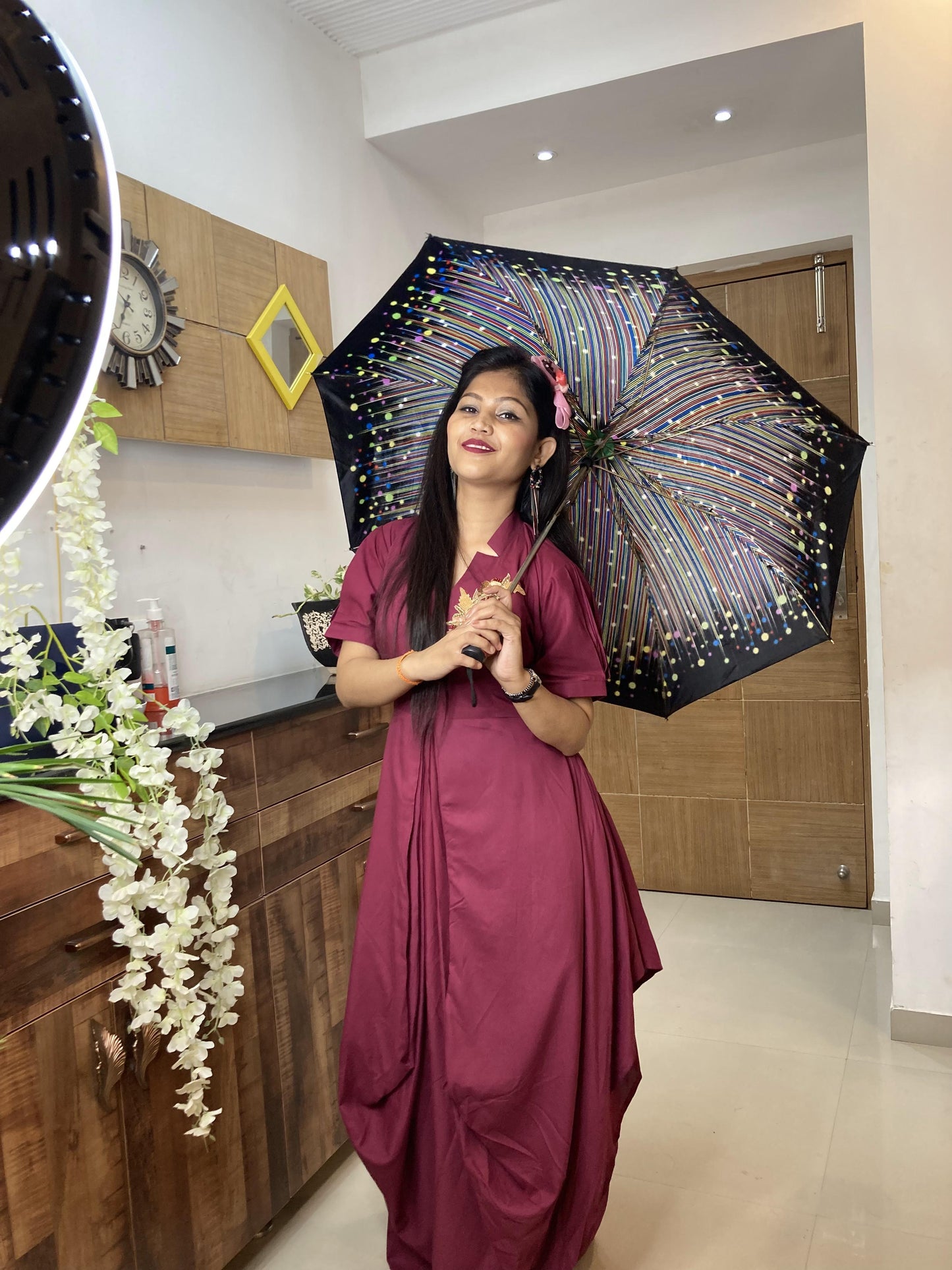 Wine Drape Dress
