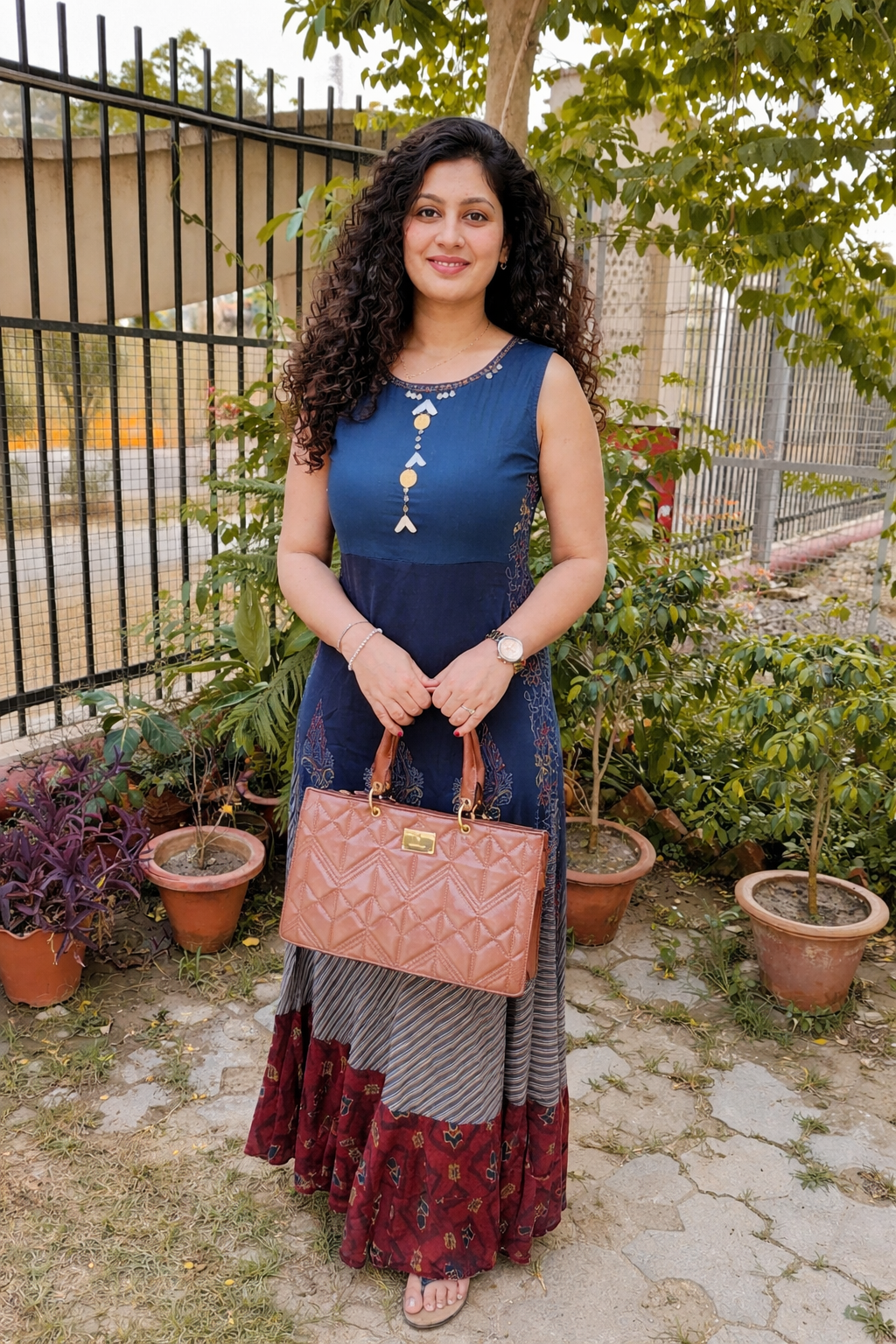 Blue Frill Long Anarkali Dress