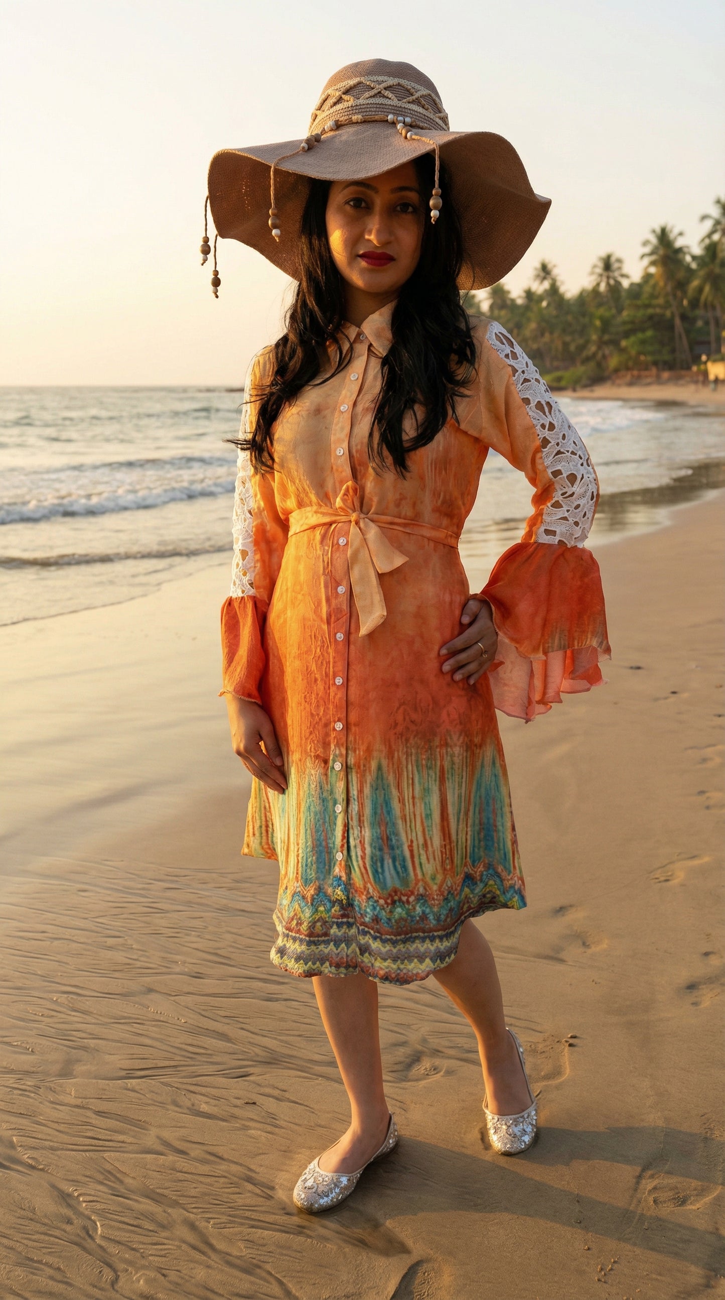 Peach Indowestern Kurti Set