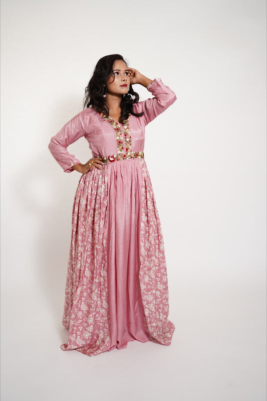Pink Designer long  Anarkali  Suit