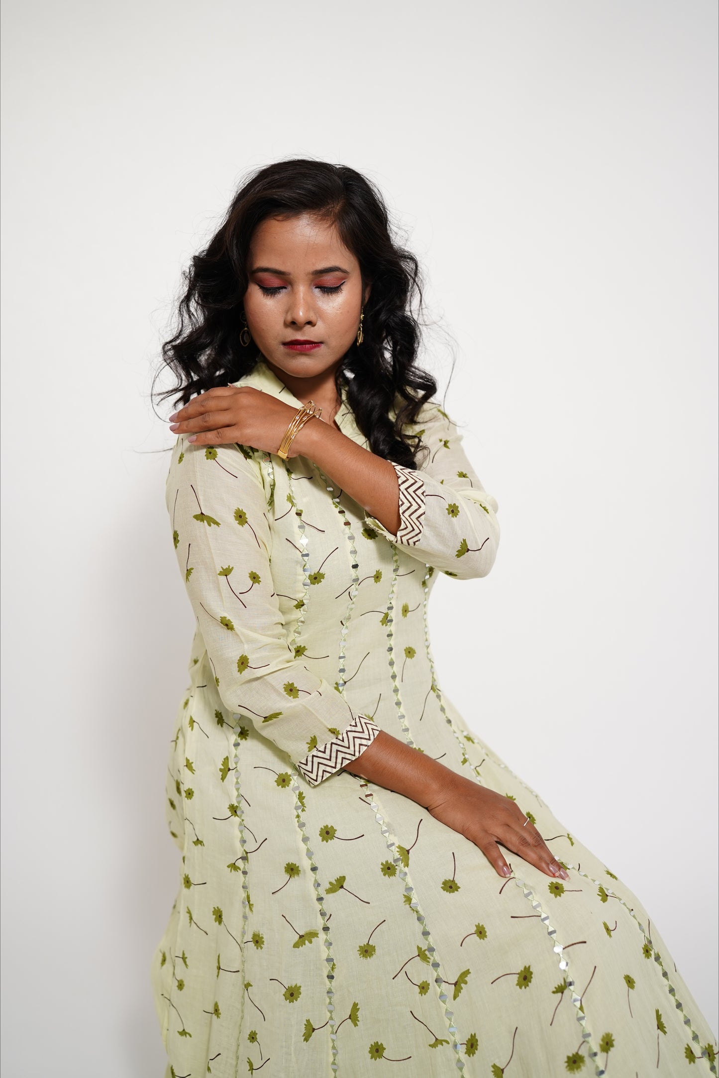 Light Green Long Kalidaar Suit Anarkali Dress