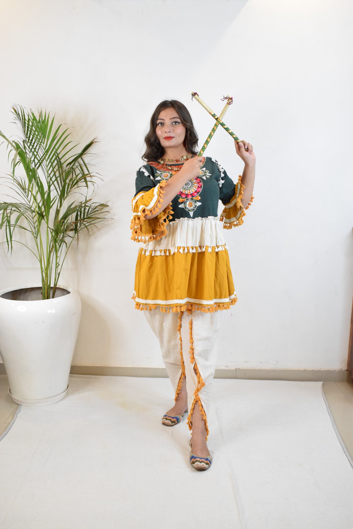 Mustard Dandiya Dress