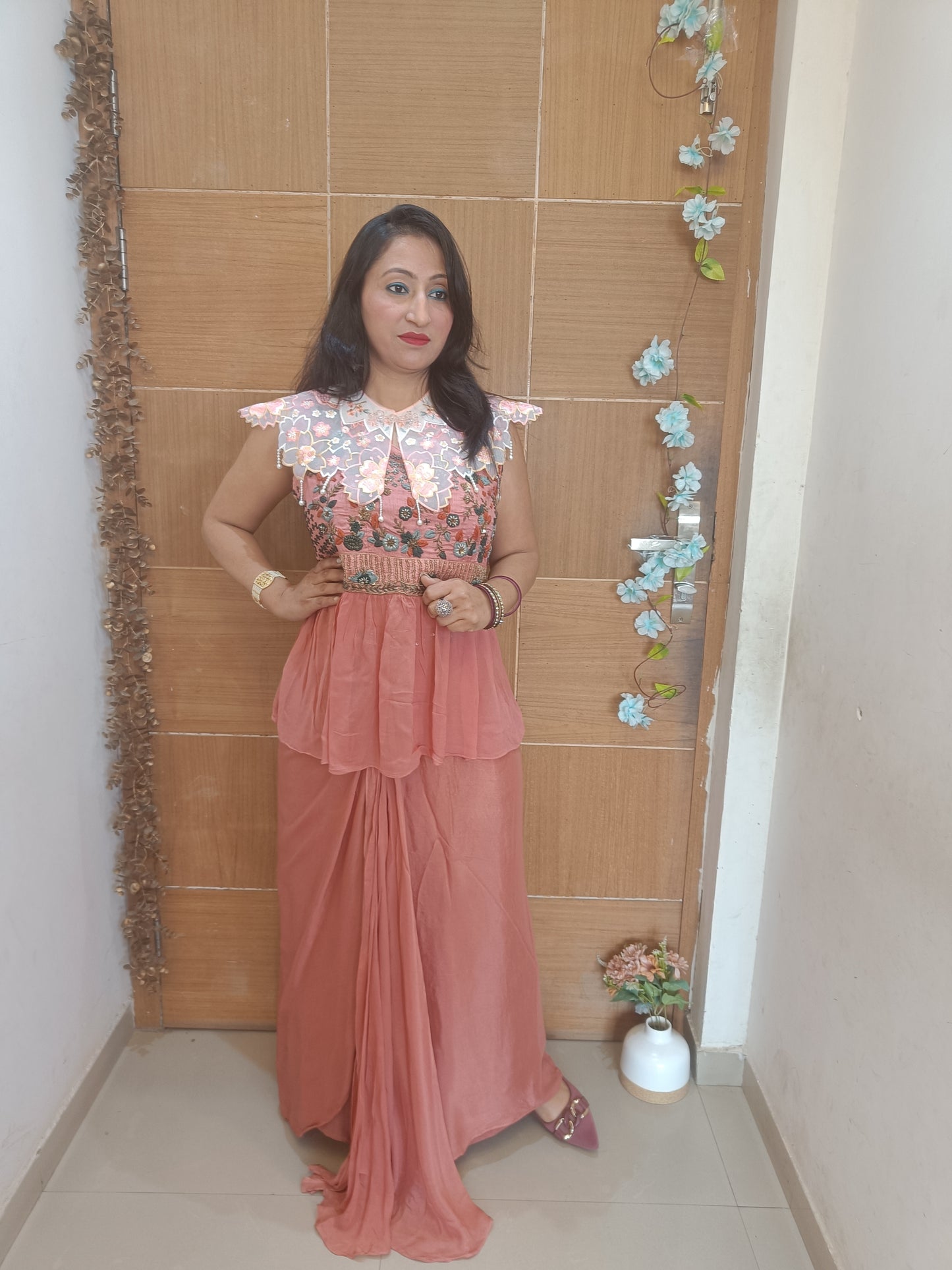 Blue Indowesten Party Wear Lehanga Set