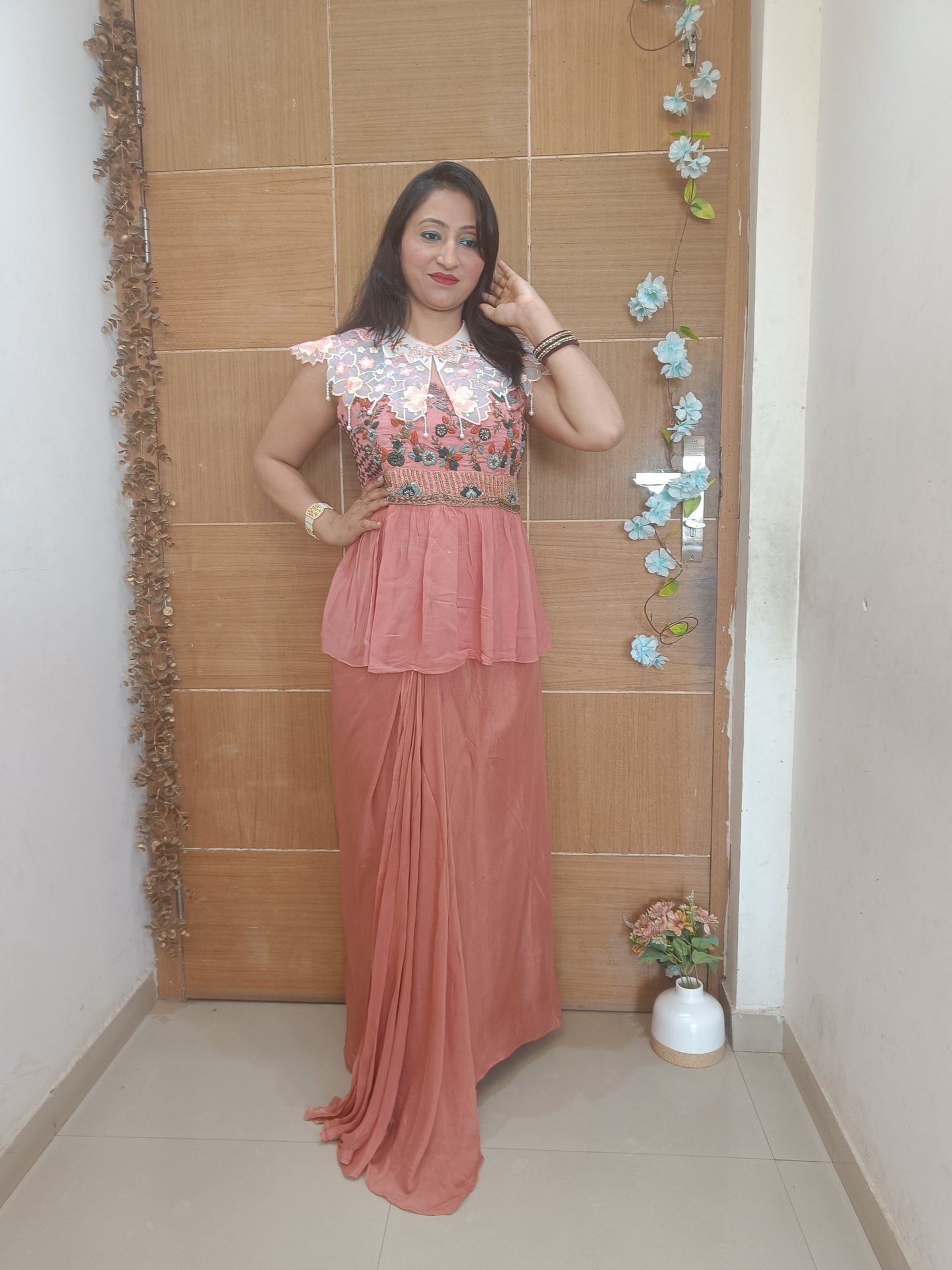 Blue Indowesten Party Wear Lehanga Set