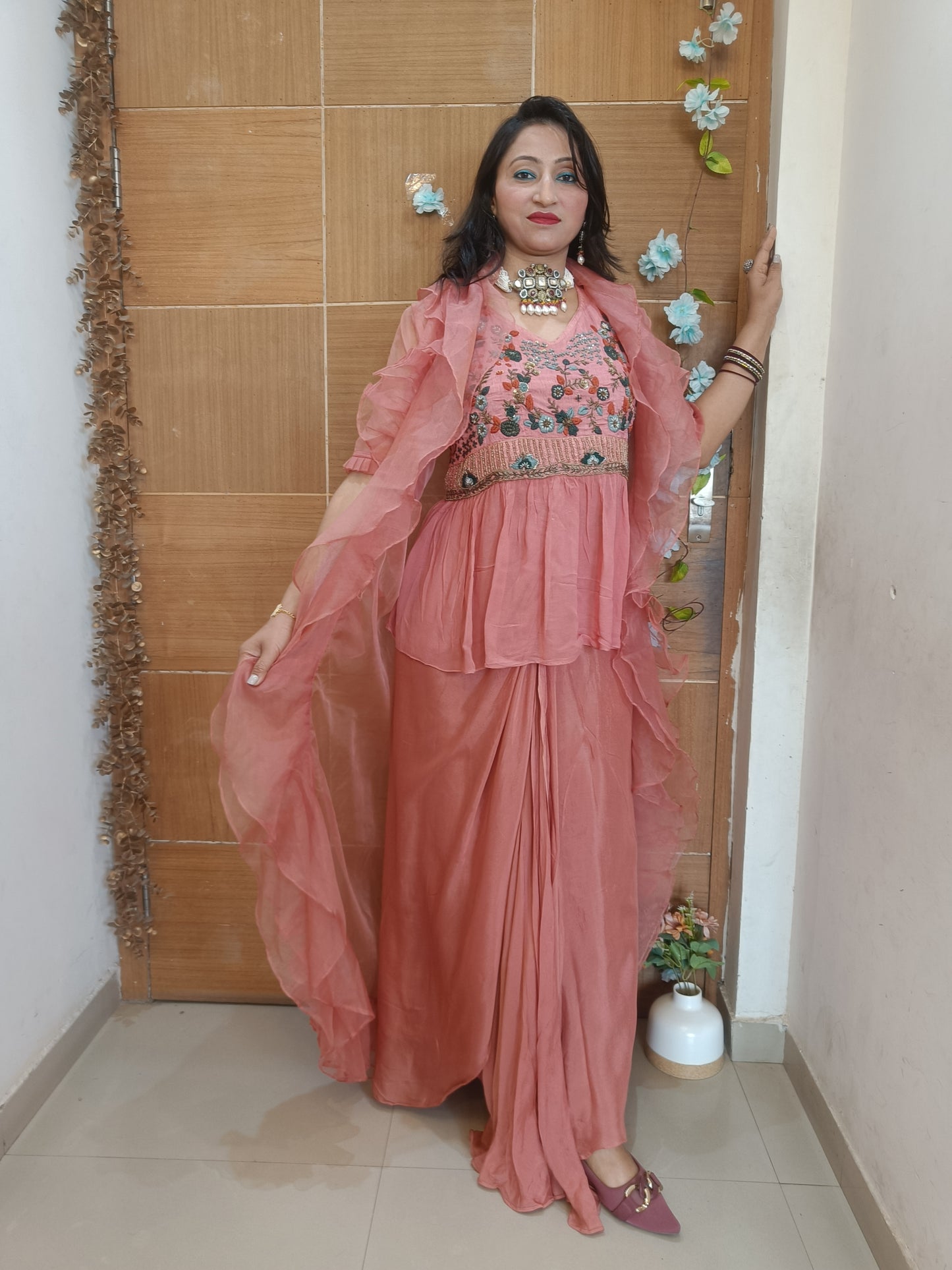 Blue Indowesten Party Wear Lehanga Set