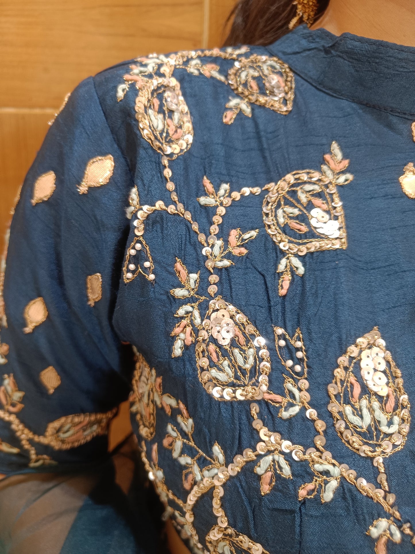 Blue Indowesten Party Wear Lehanga Set