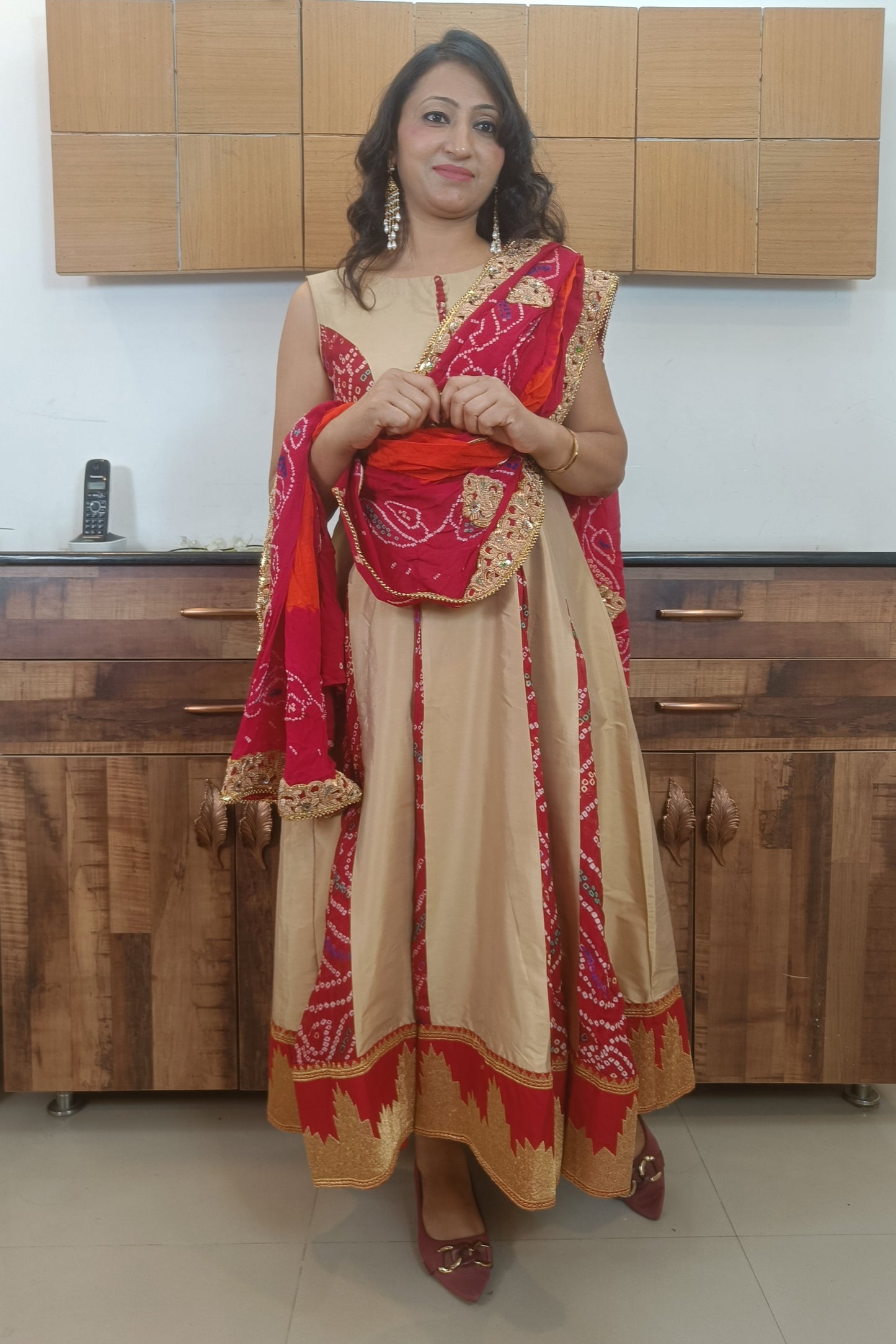 Golden Maroon Rajwada Anarkali Dress