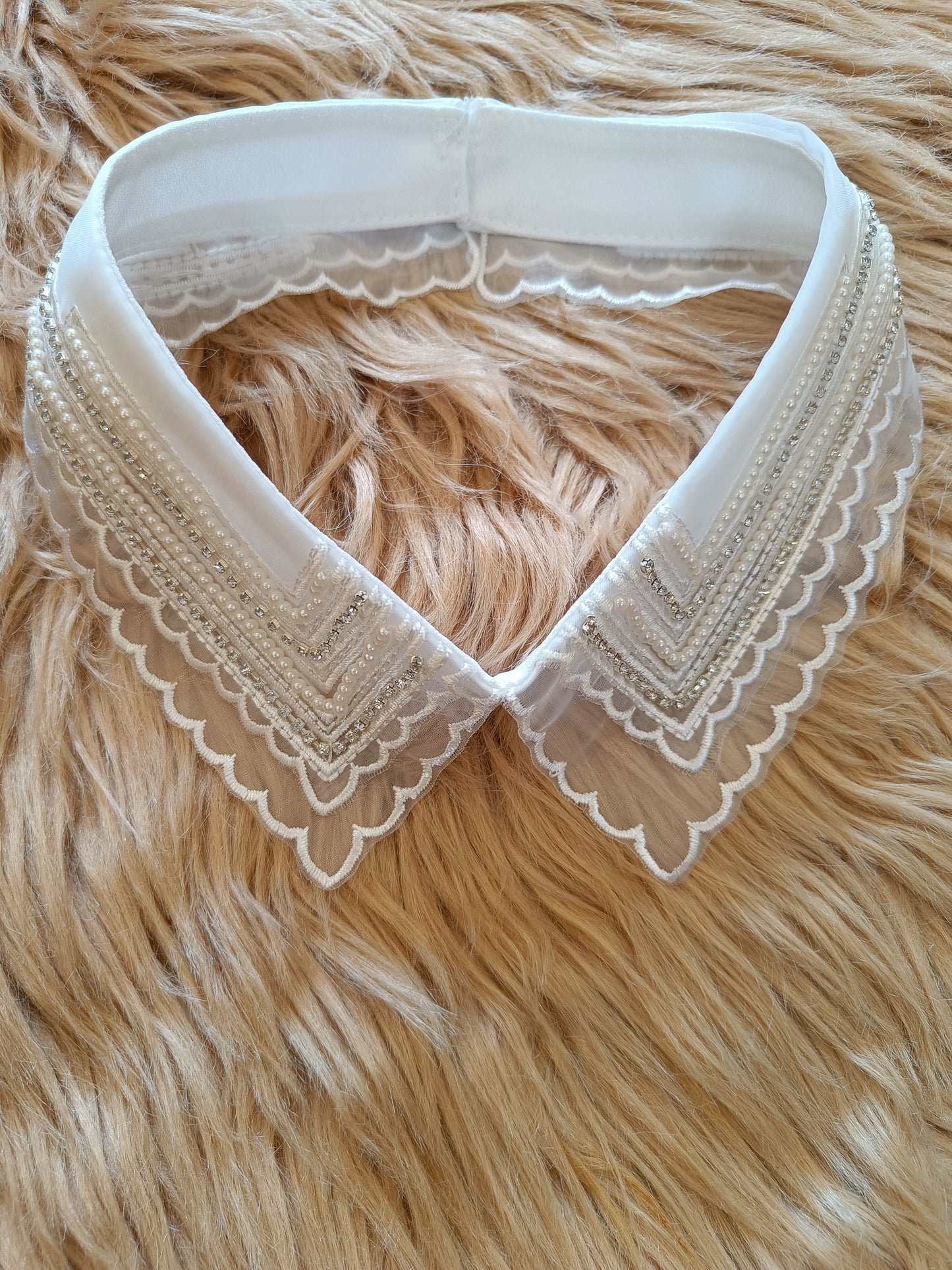 White tissue Embroidered Detachable collar