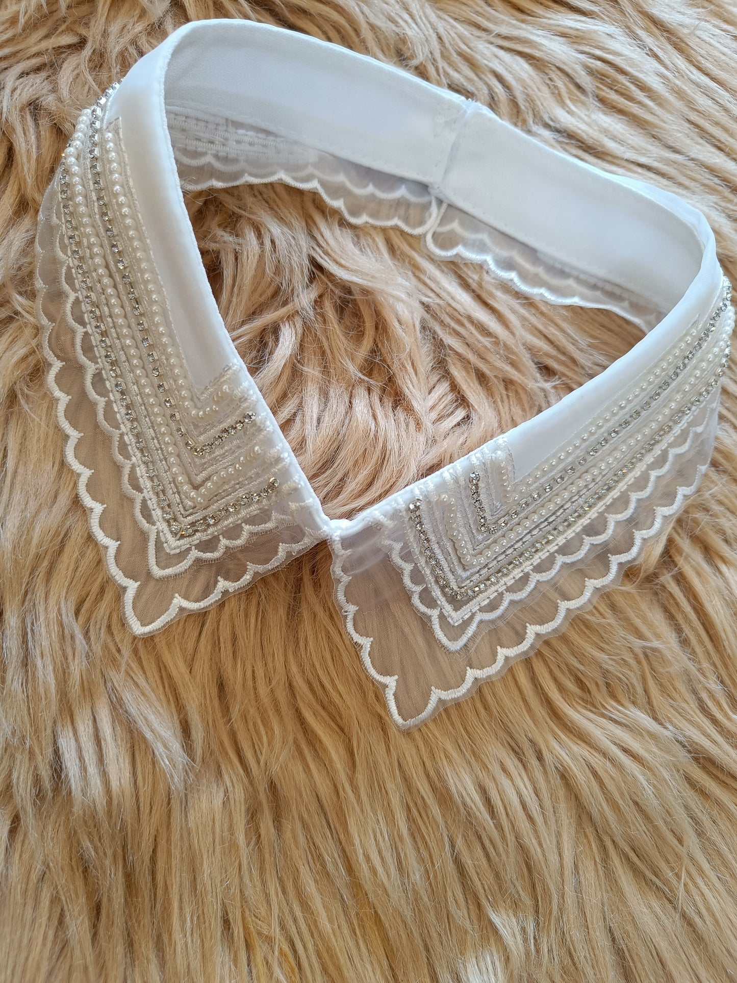 White tissue Embroidered Detachable collar