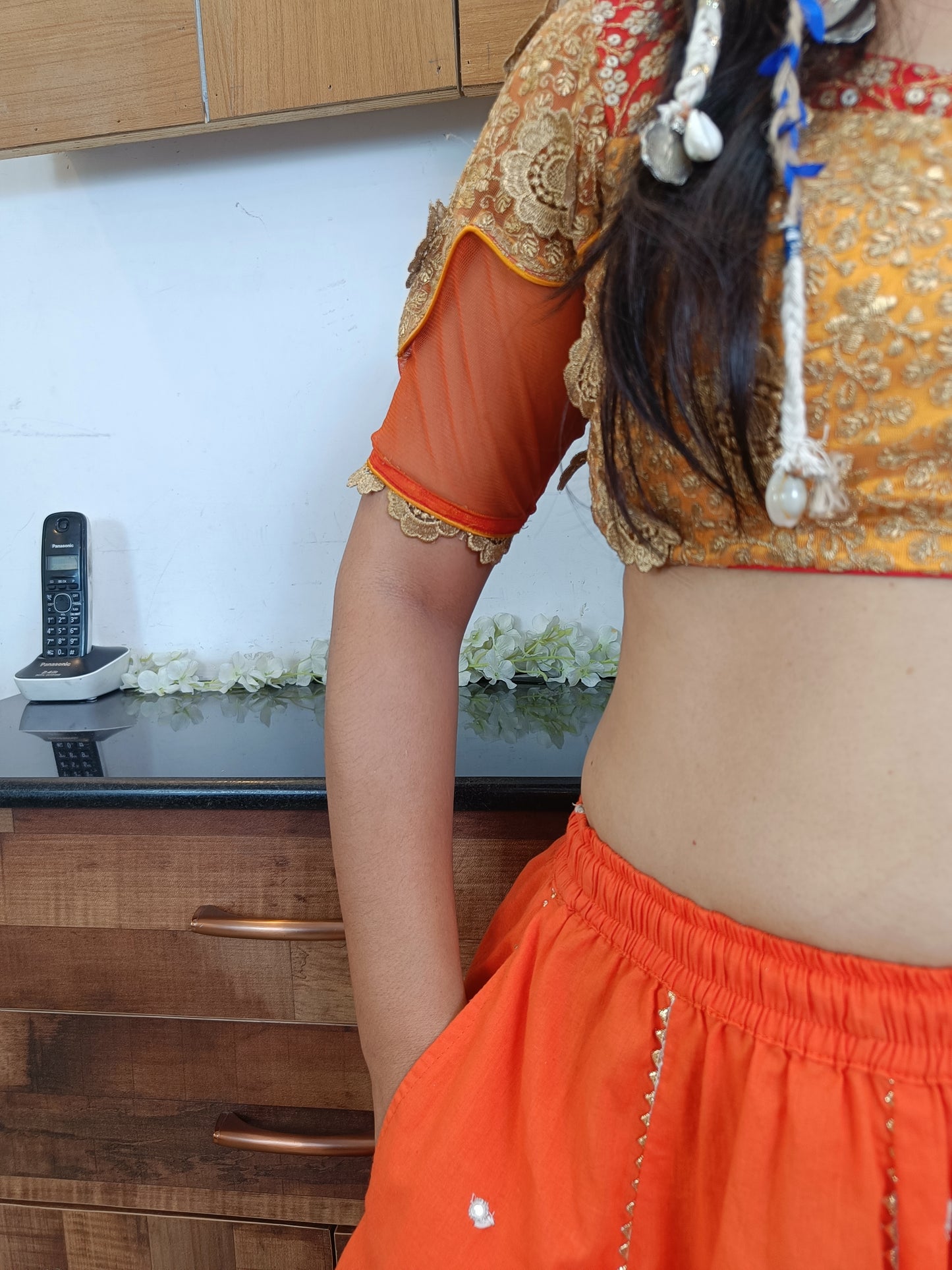 Chandni Orange Pure Cotton Skirt