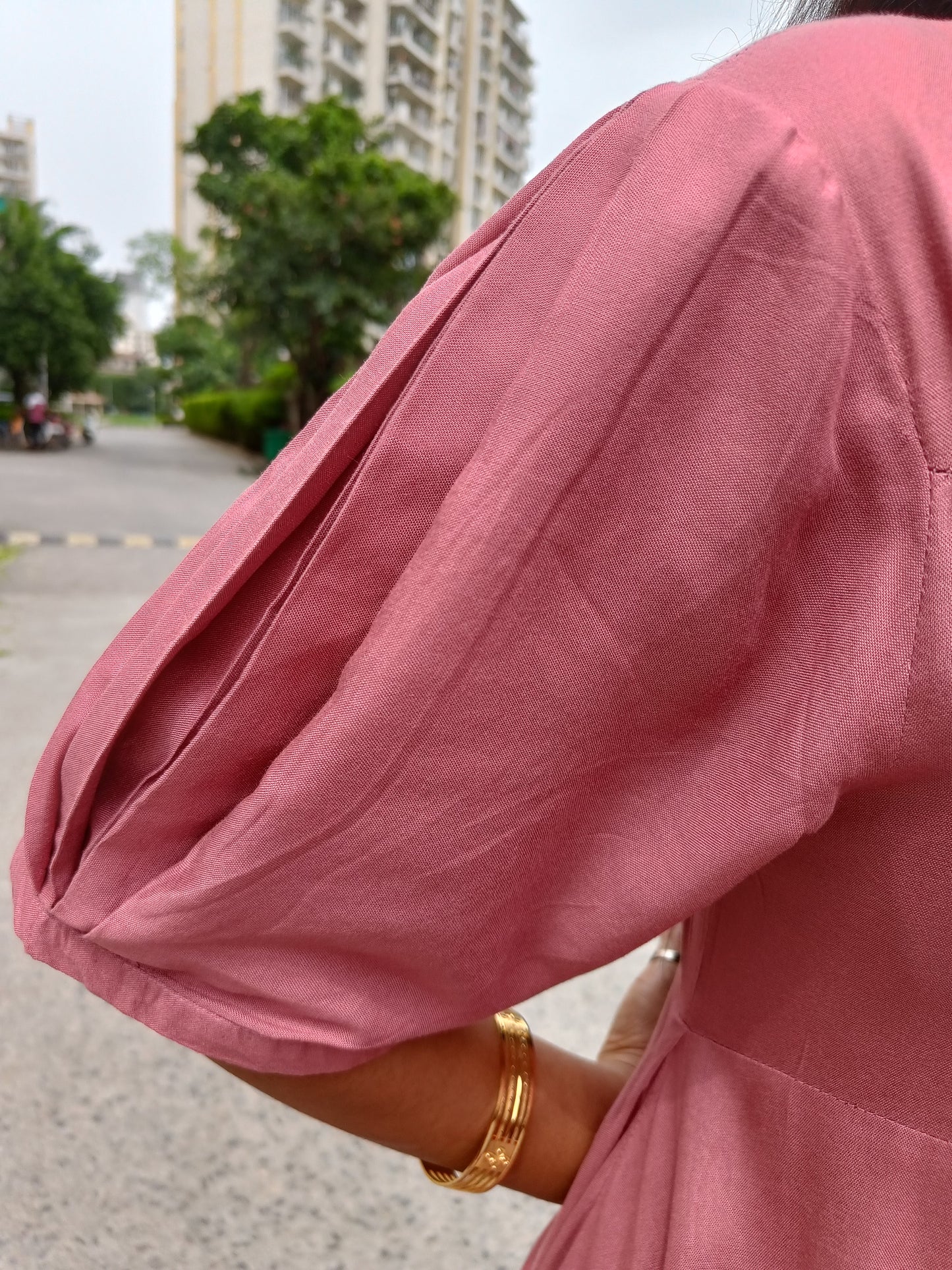 Onion Pink Drape Dress