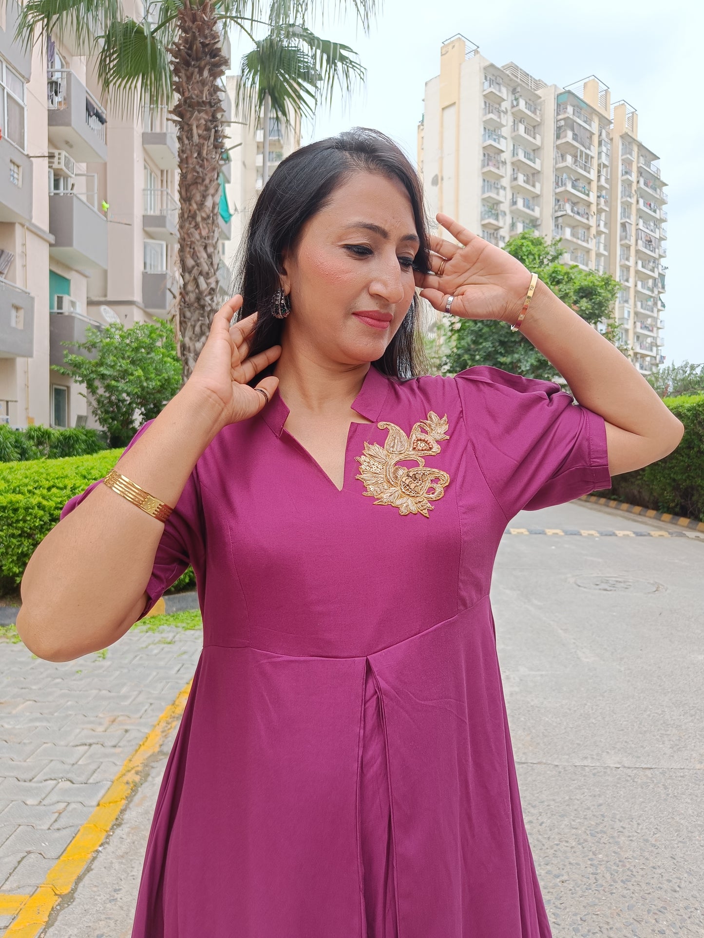 Wine Drape Dress