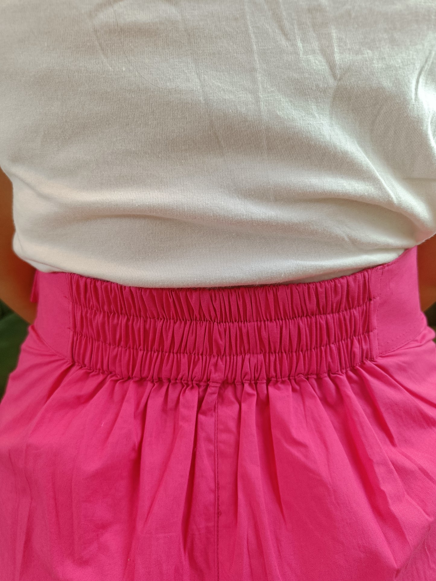 Pink Cotton Wide Leg Trouser
