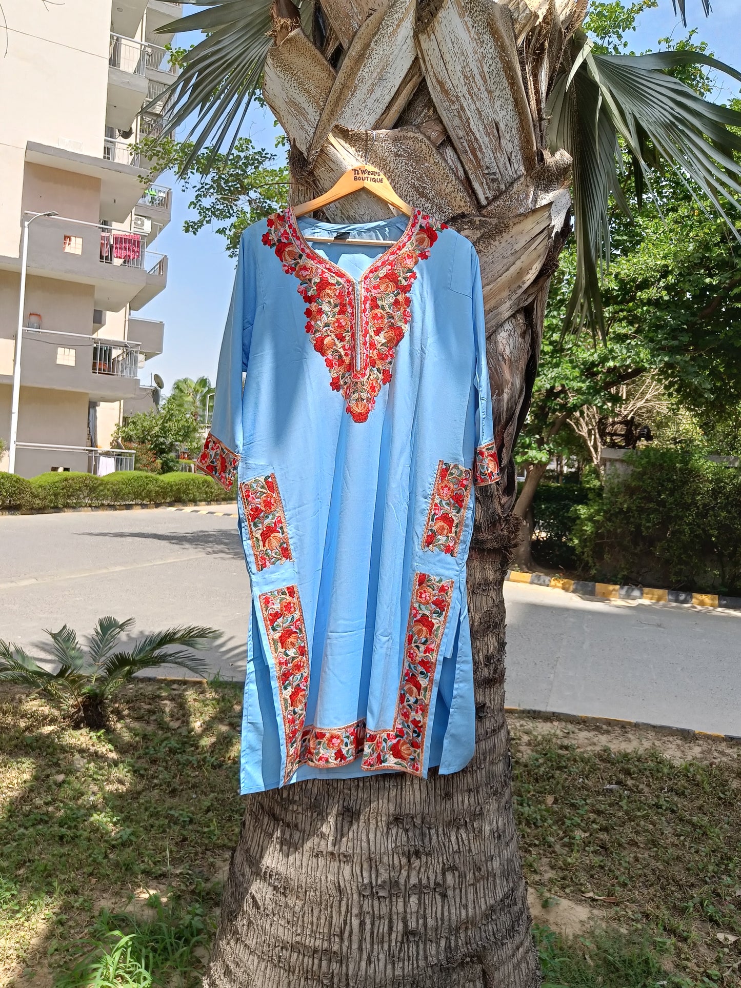 Powder Blue Kashmiri Phiran Kurta