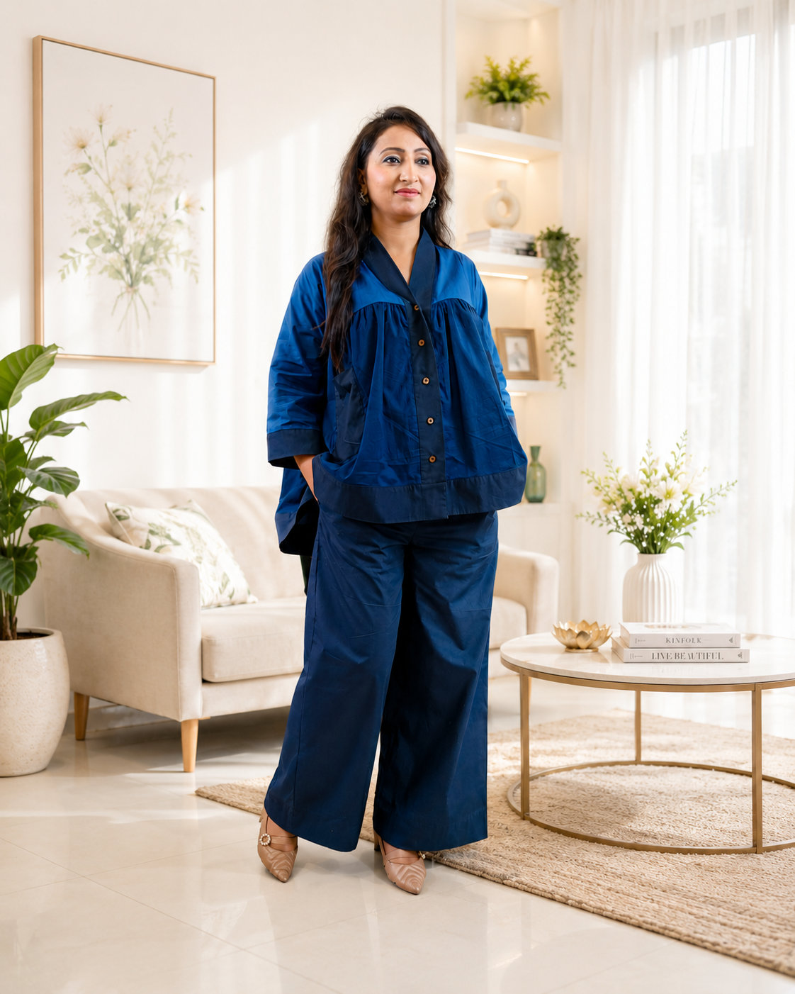 Blue Cotton Poplin Co-ord Set