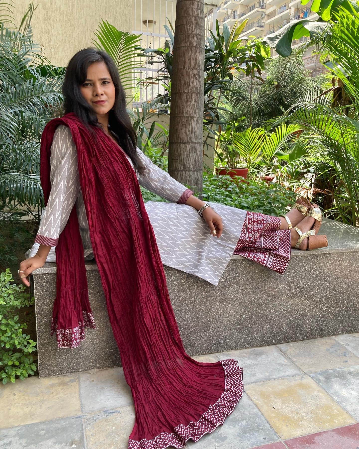 Grey Pure Cotton (Set Of 3) Suit Set