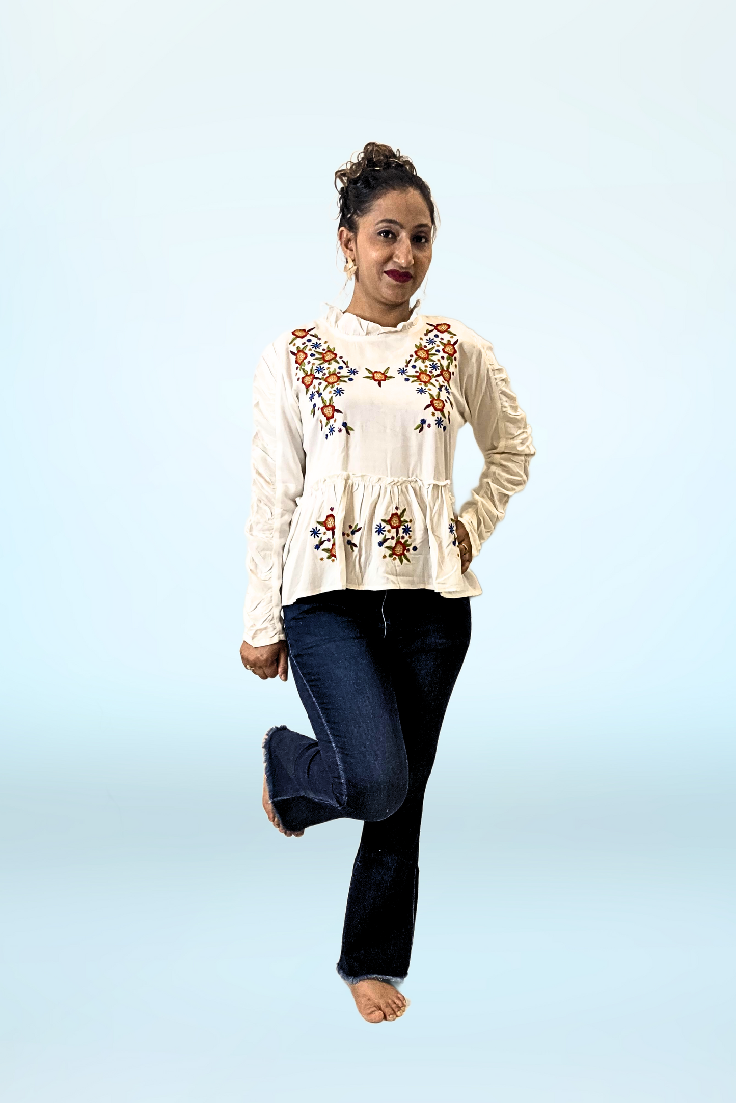 Cream Western cotton Top
