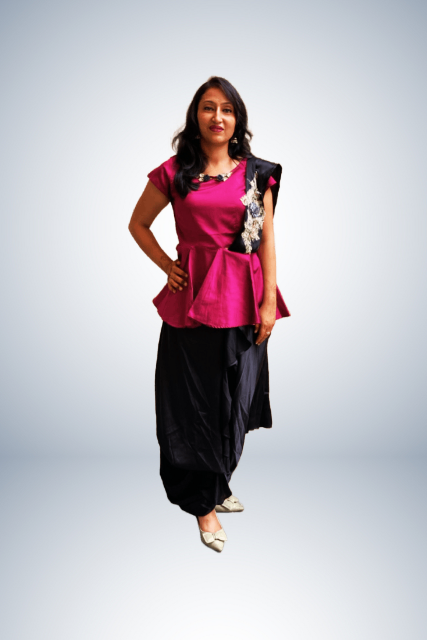 Magenta Drape saree Dress