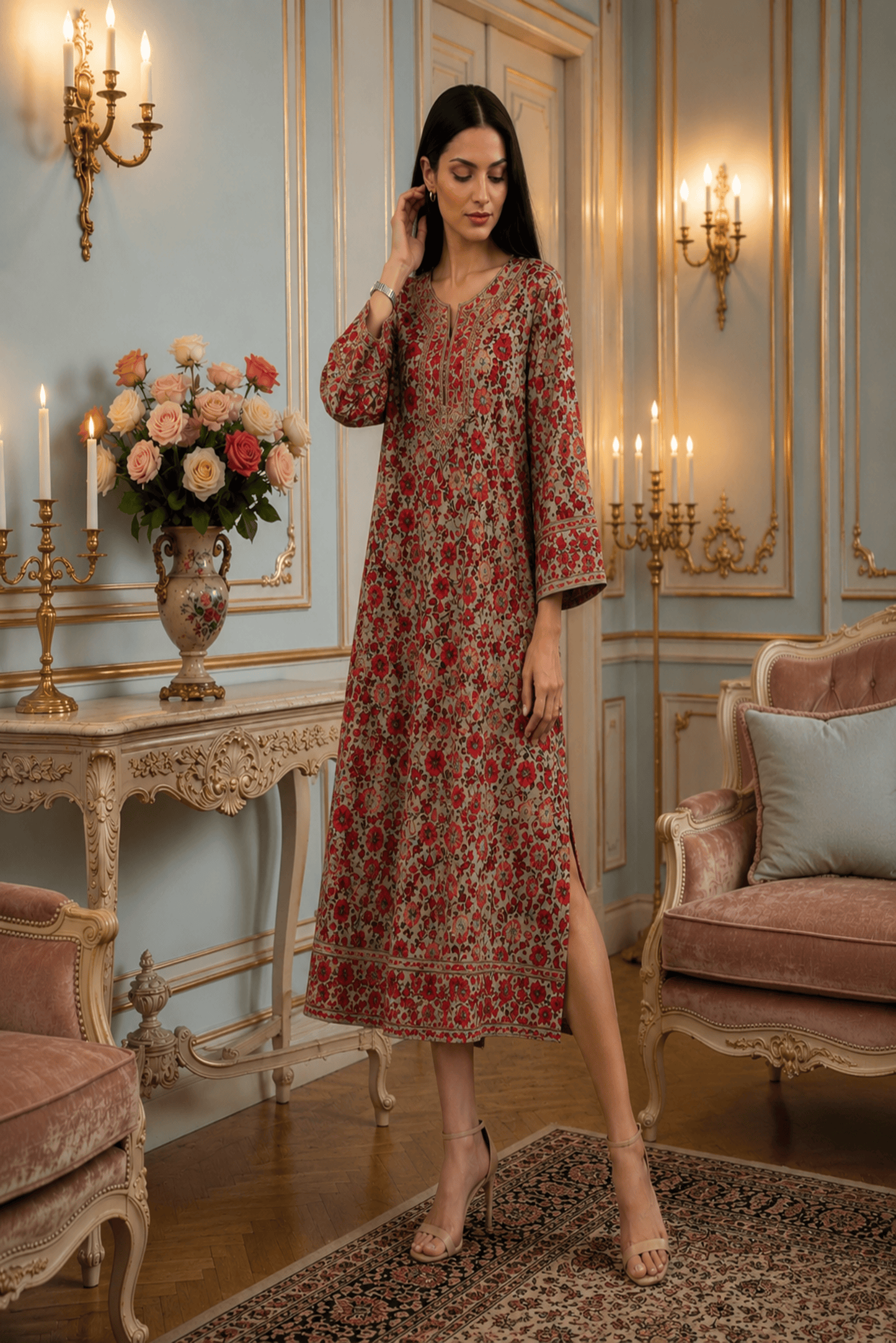 Gulzaar Pistagreen Kashmiri Embroidery Kurti