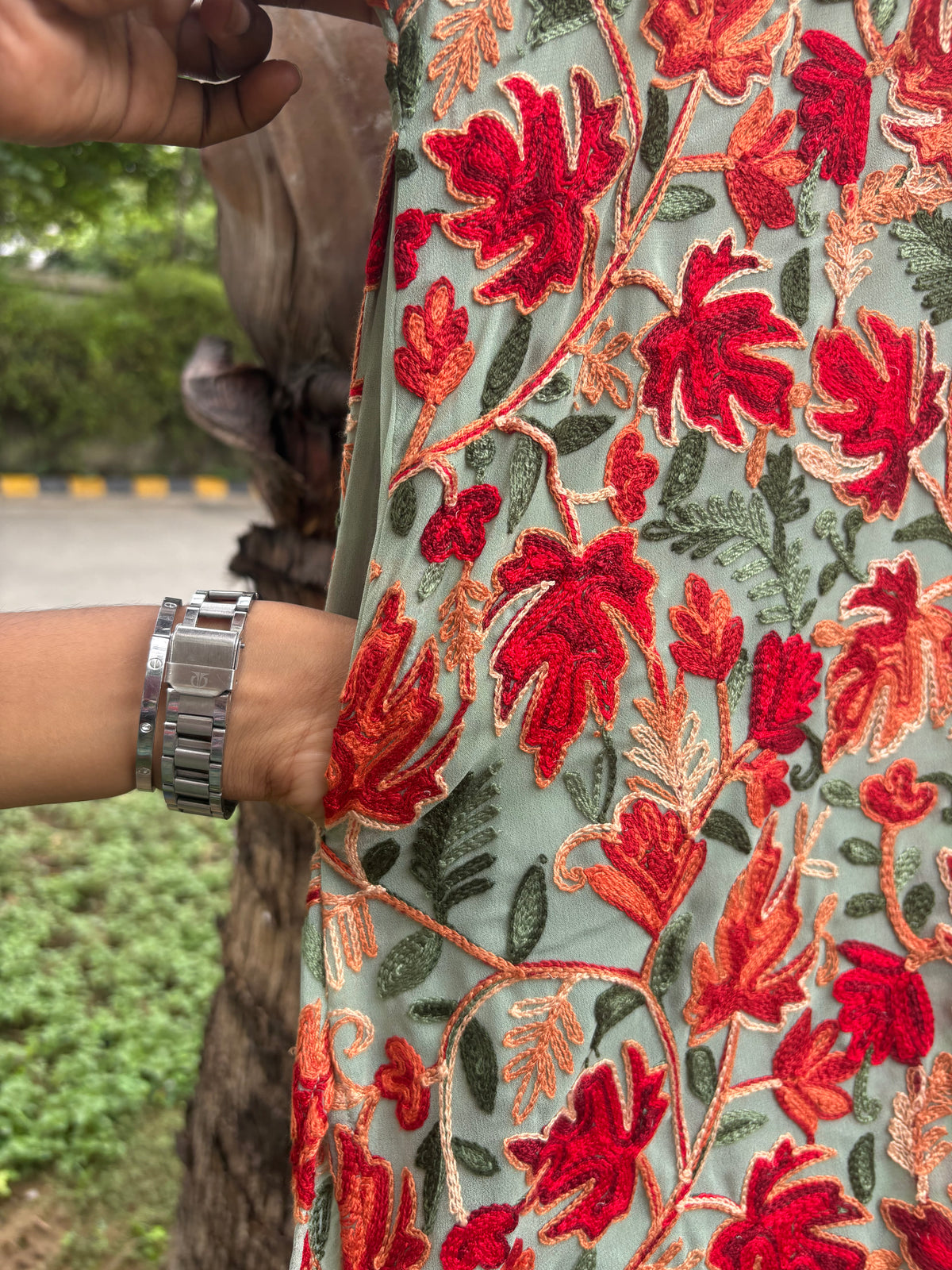 Gulzaar Pistagreen Kashmiri Embroidery Kurti