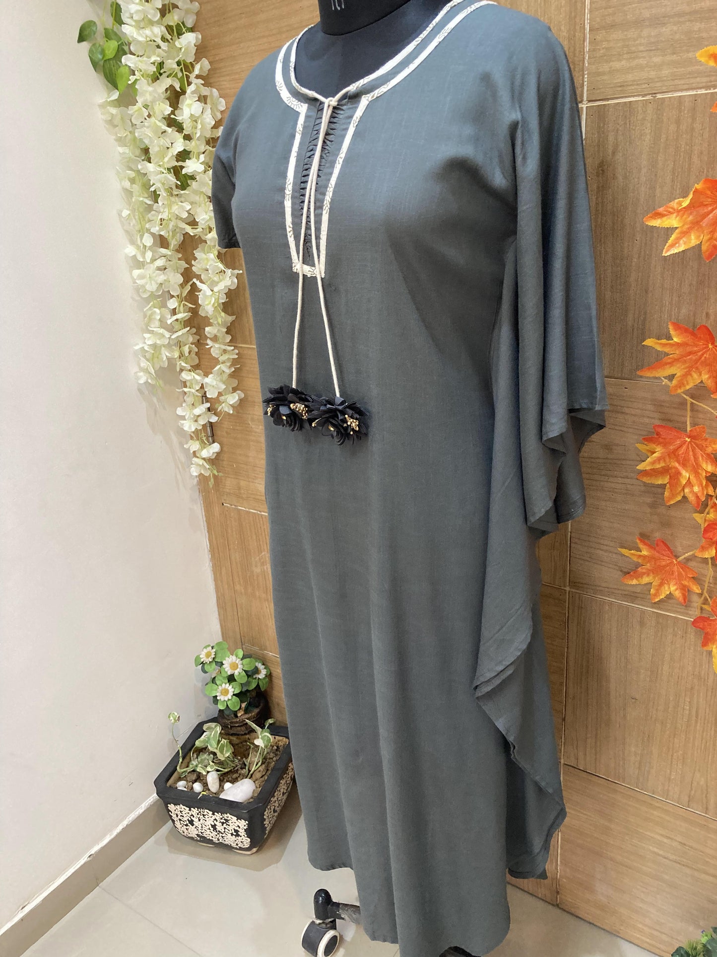 Grey one Side Kaftan Dress