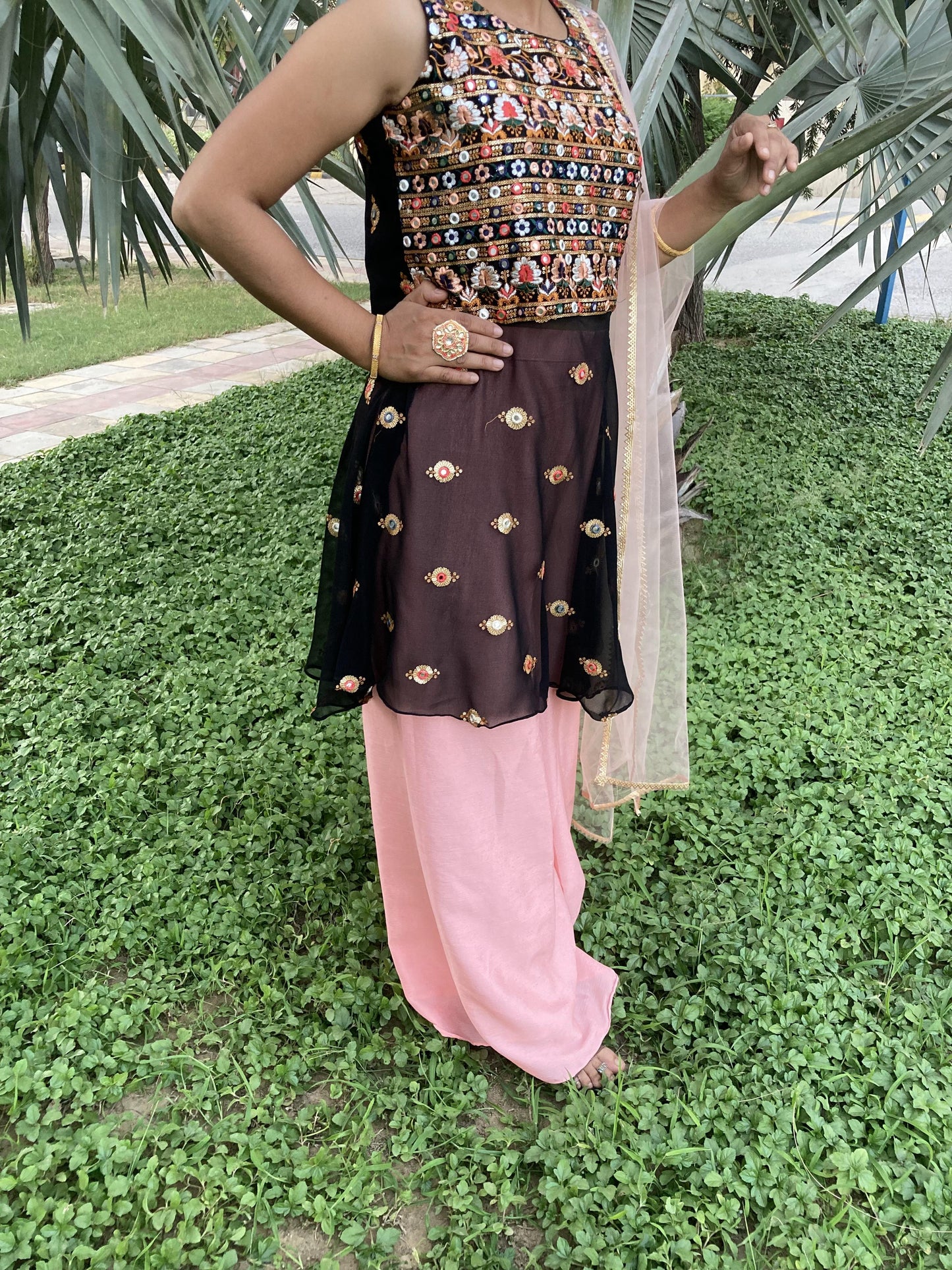 Black Plazo Suit Dress