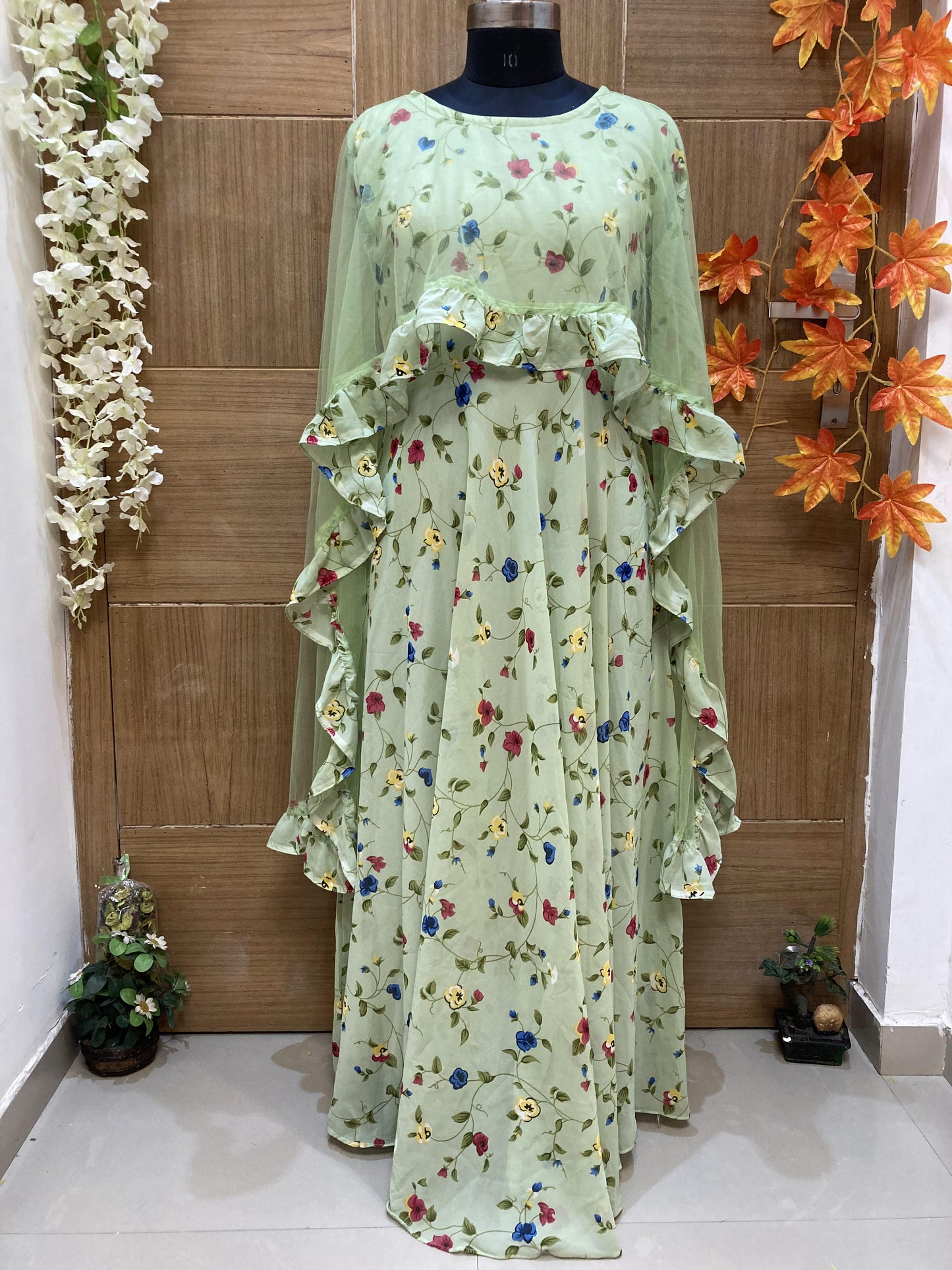 Green Long Designer Anarkali dress