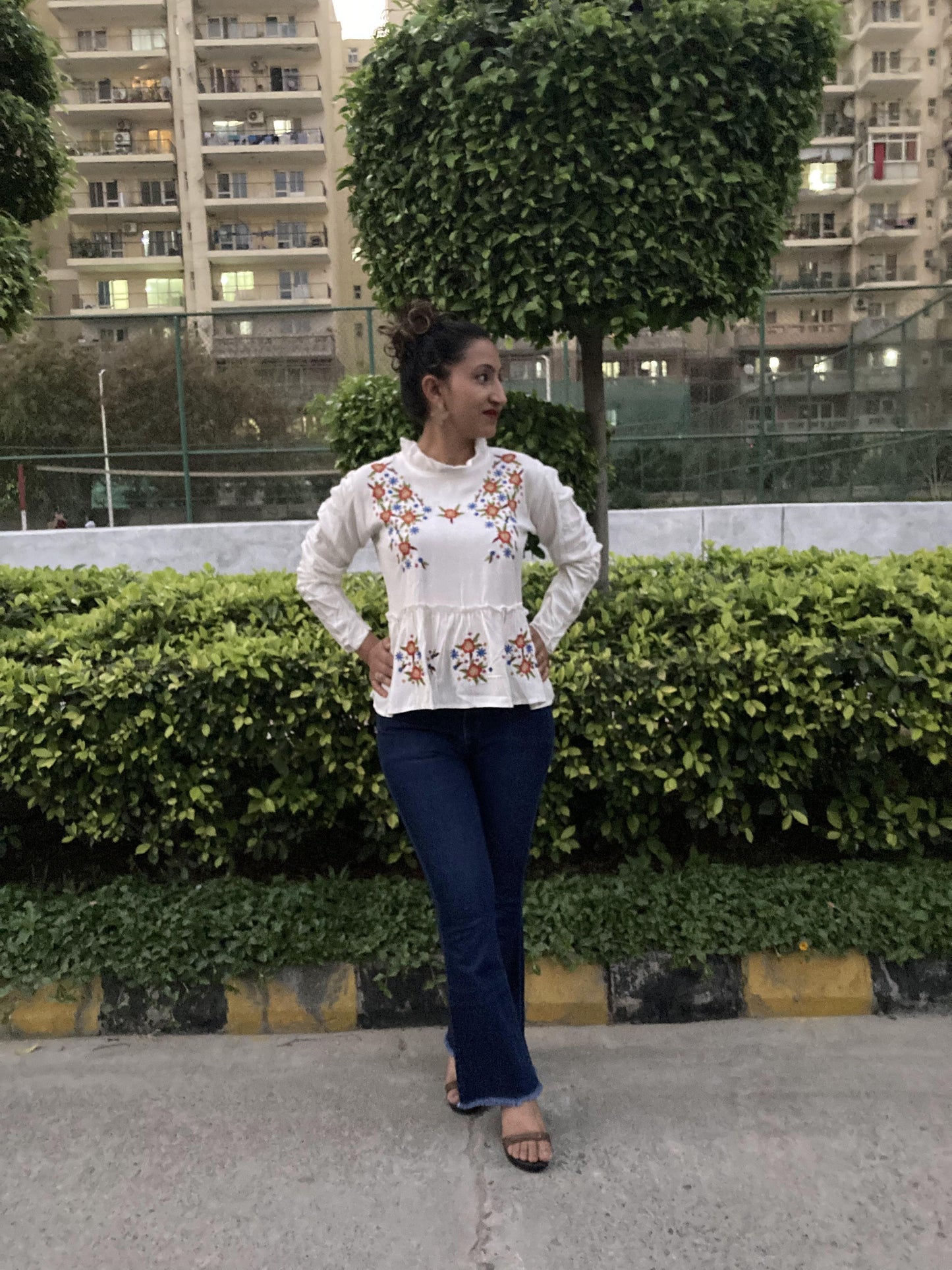 Cream Western cotton Top