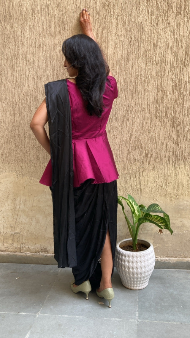 Magenta Drape saree Dress