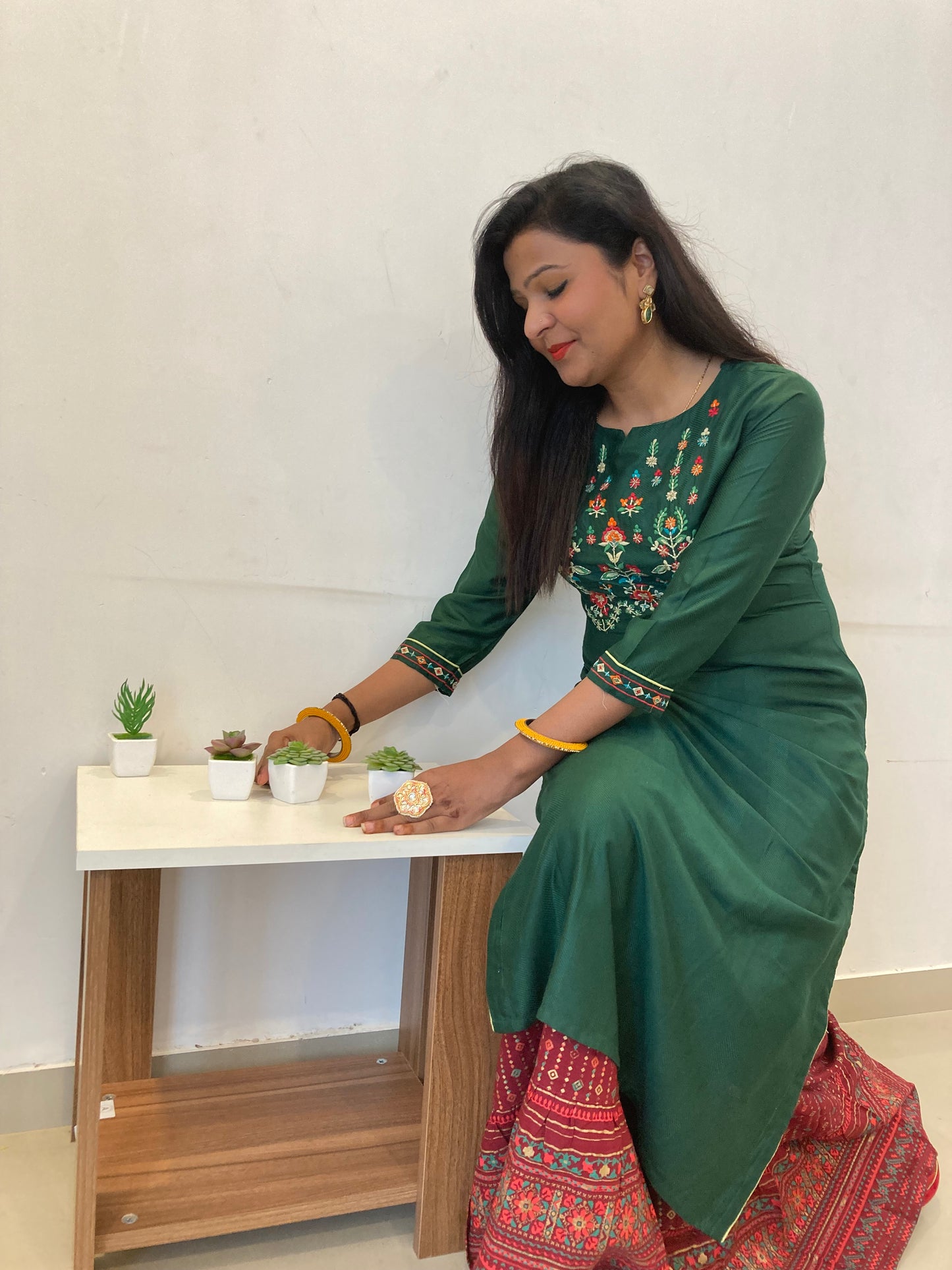 Green & Maroon sharara (Set Of 2) Suit Set