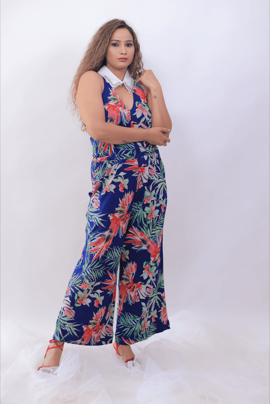 Blue Designer Jump Suit solitaire collar( Set of 2)
