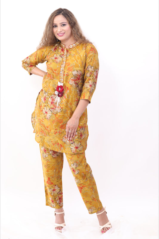 Mustard Yellow designer fusion (set of 2) co-ord Set