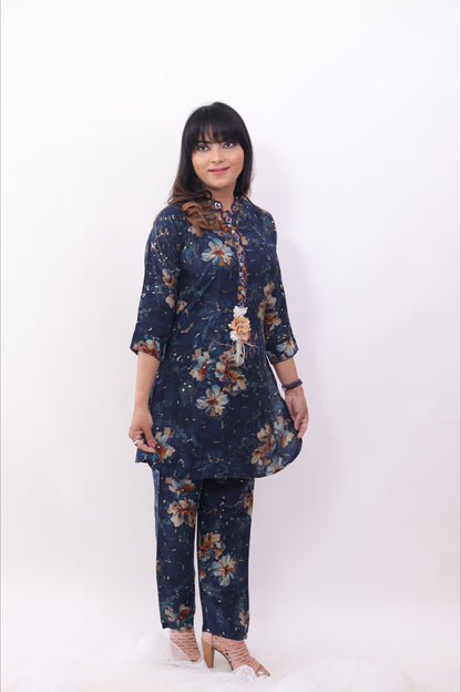 Blue designer fusion (set of 2) co-ord Set