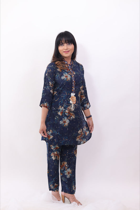 Blue designer fusion (set of 2) co-ord Set