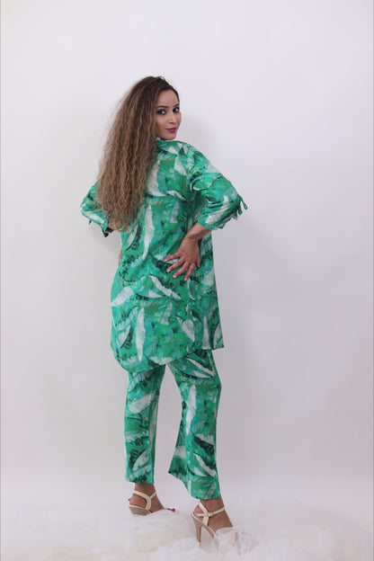 Pine green digital printed designer Co-ord Set