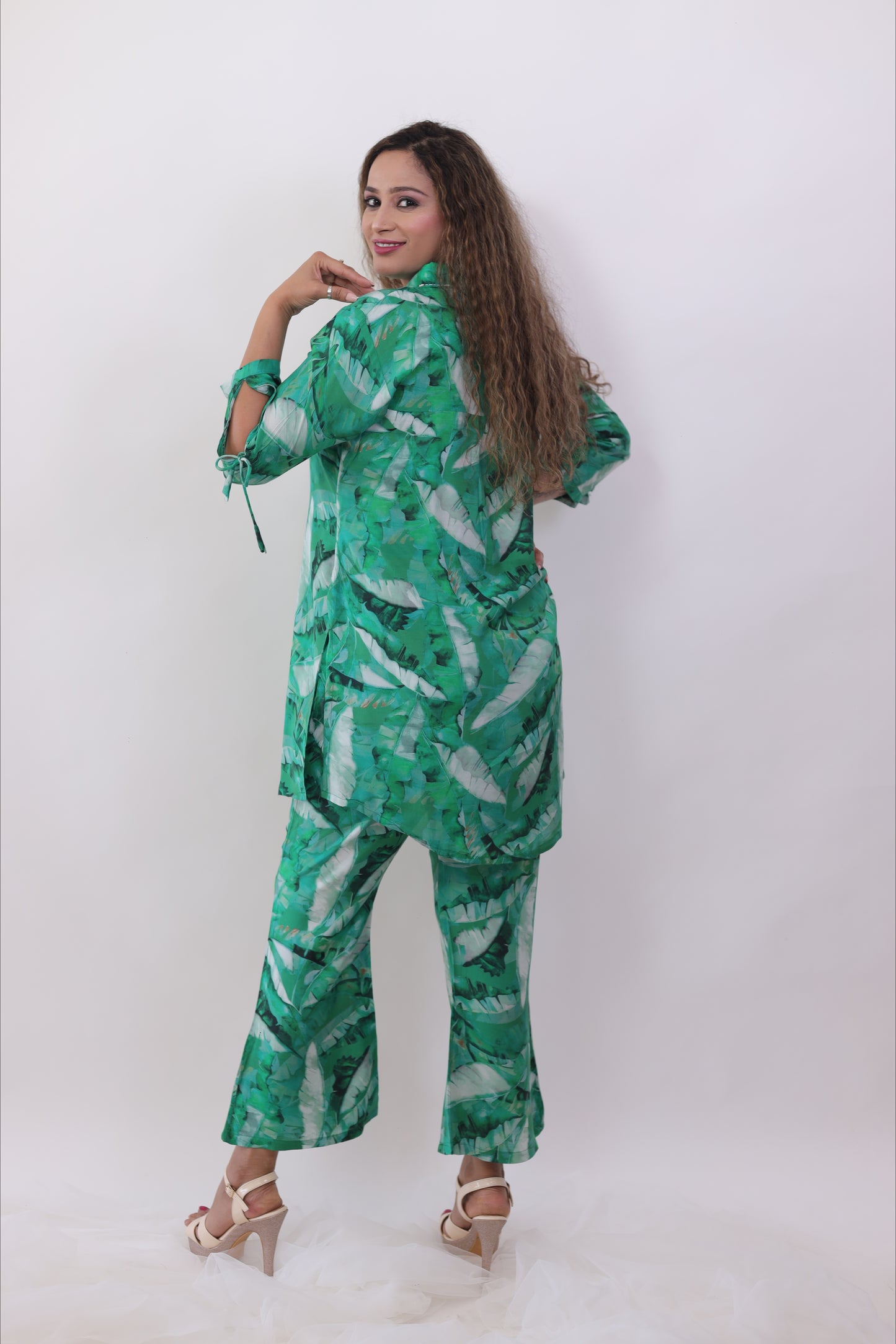 Pine green digital printed designer Co-ord Set