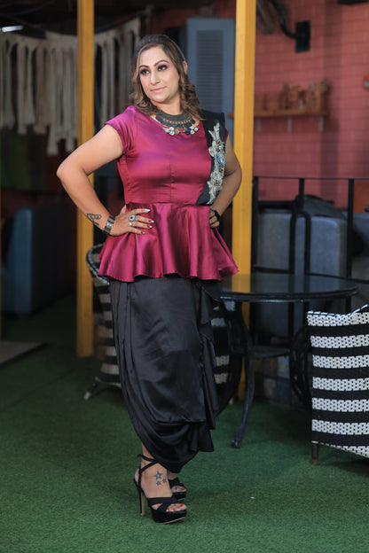 Magenta Drape saree  Dress