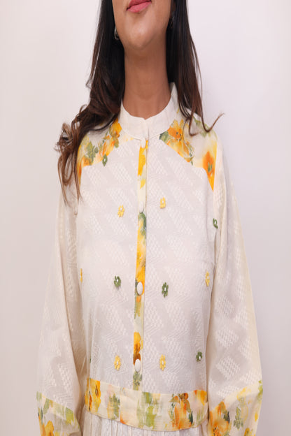Ivory & Yellow Cotton Tunic Dress