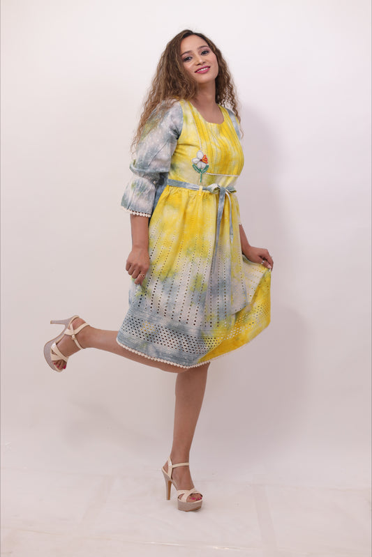 Yellow Designer long Tunic Dress