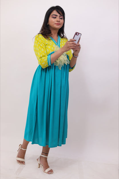 Pine Green fusion designer middy dress