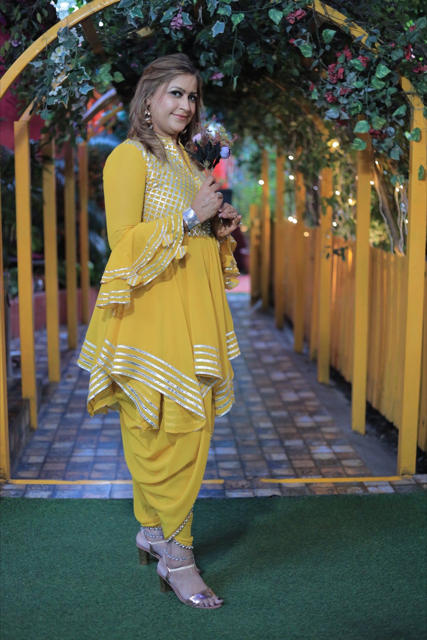 Yellow Indowestern Dhoti (Set of 3) Dress