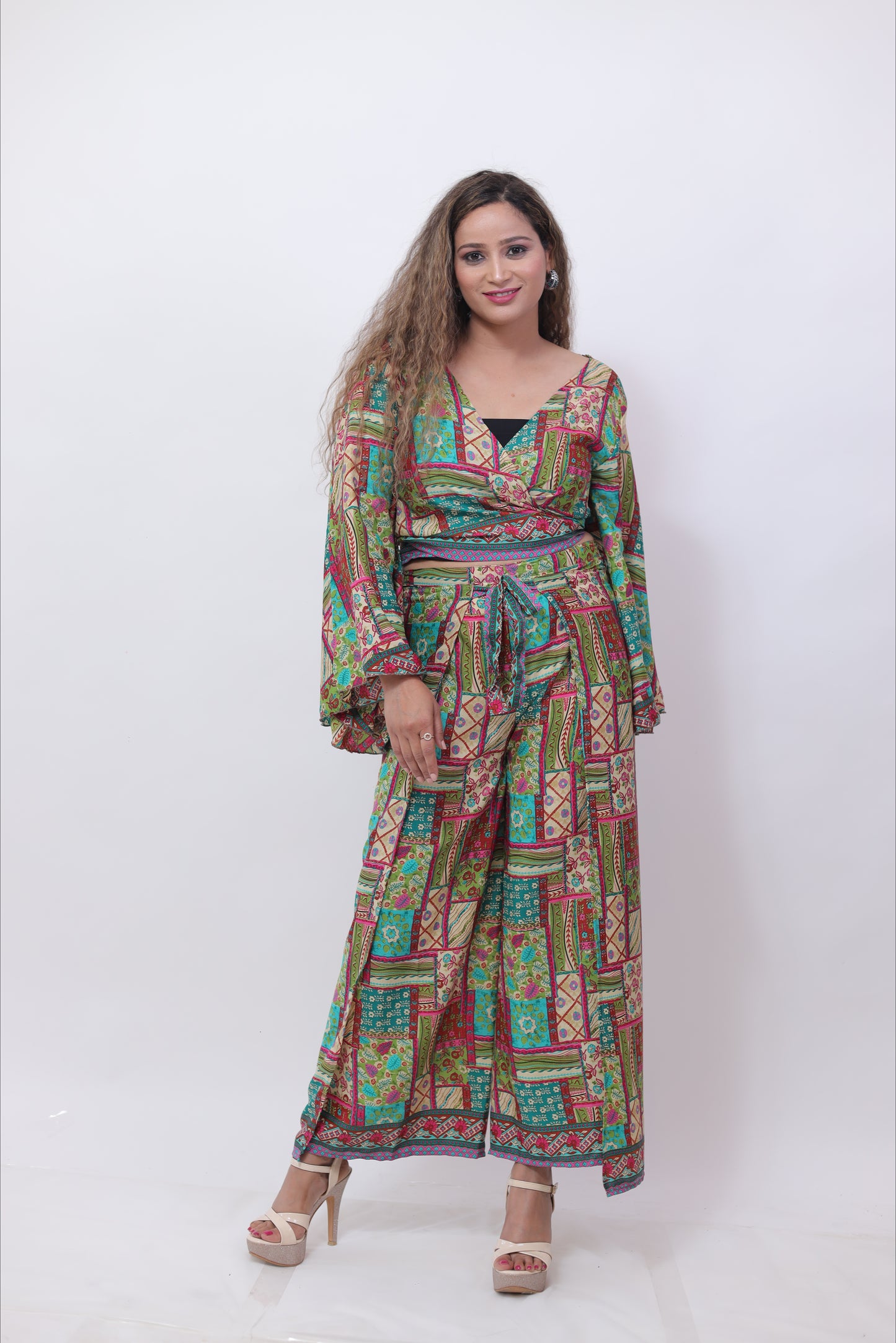 Majenta Green Beach wear (Set of 2) Co-ord Set