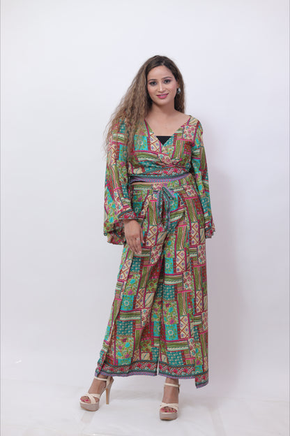 Majenta Green Beach wear (Set of 2) Co-ord Set
