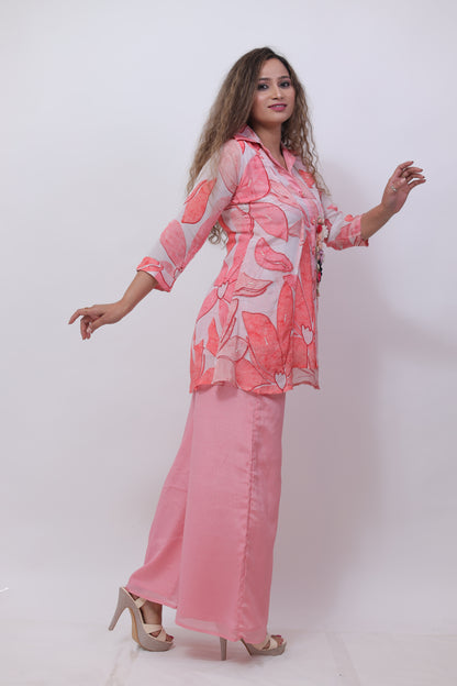 Peach Fusion 3D flower Co-ord Set