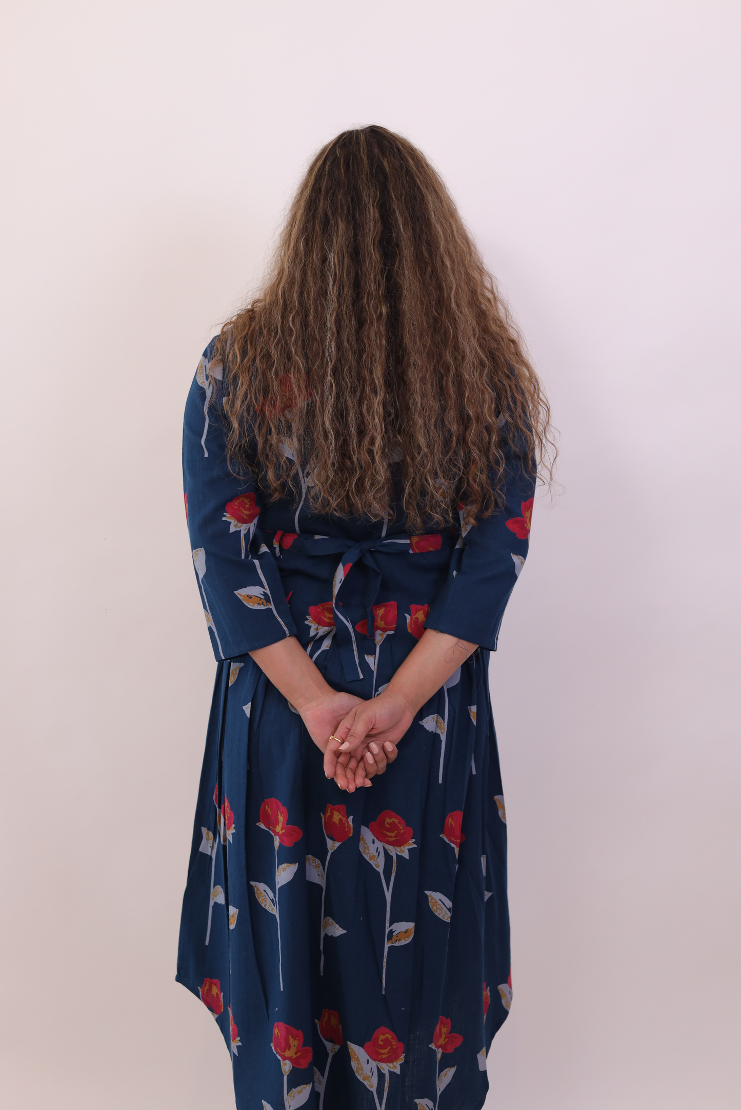 Floral Cotton Shawl Collar Middy Dress