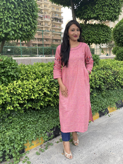 Pink casual Designer Kurti Set